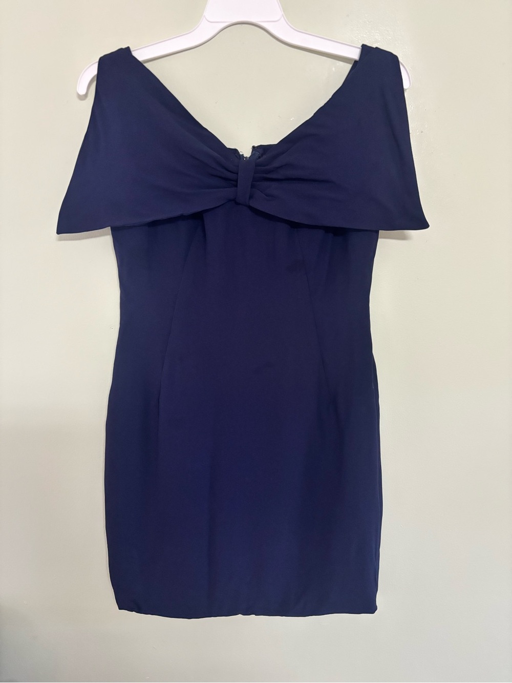 Vintage 1980s Navy Blue Bow Cape Cocktail Dress – Retro Formal Mini Dress